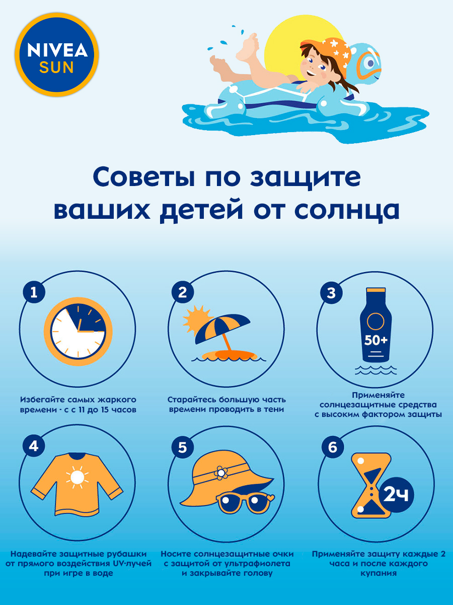 Спрей для детей NIVEA "Солнцез", ультразащита, SPF50+, 200 мл, mcosmetic — фото 1