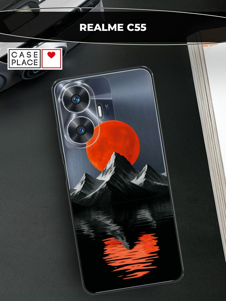 Силиконовый чехол на Realme C55 / Реалми C55 с принтом Черная гора 3