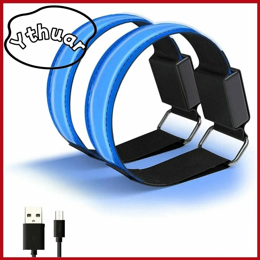 Браслеты TW, светоотражающие, для бега и велоспорта, USB зарядка, пара, синие