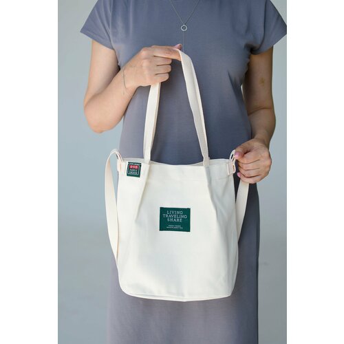 фото Сумка авоська lemonase повседневная, текстиль, внутренний карман, белый