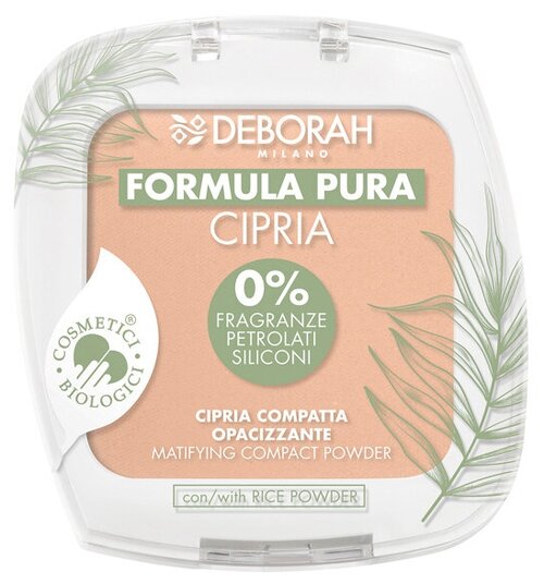 Пудра для лица матирующая Deborah Milano Formula Pura Matifying Compact Powder т.03 9 г