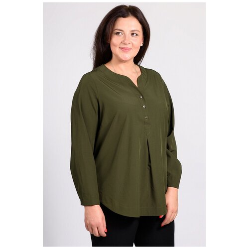 Блуза  SVESTA, классический стиль, прямой силуэт, длинный рукав, размер 60, зеленый