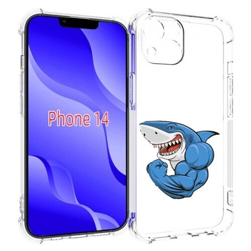 Чехол MyPads накаченная акула для iPhone 14 (6.1) задняя-панель-накладка-бампер