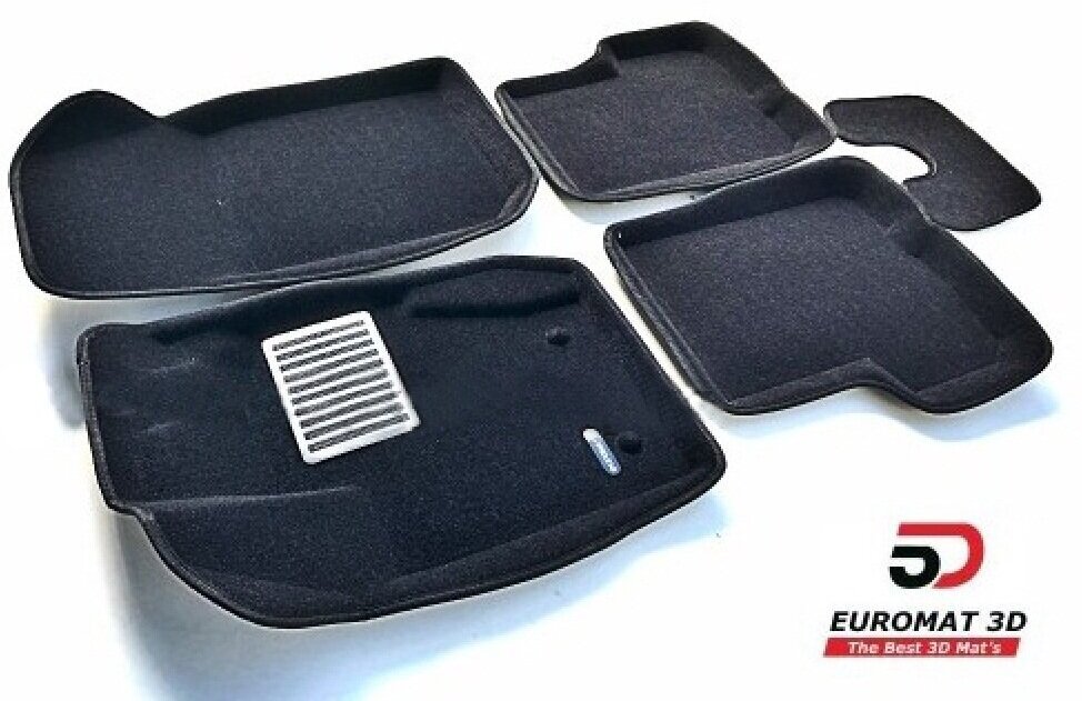 Коврики в салон текстиль 3D Lux (чёрные) Euromat для 2 моделей автомобиля