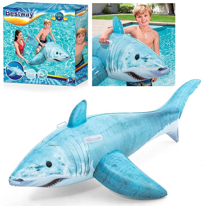 игрушка надувная BESTWAY Акула 183x102см для плавания на воде - фото №14