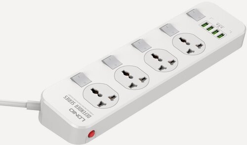 Изображение товара Сетевой фильтр LDNIO SC4408 4 универсальные розетки+4 USB AUTO-ID 3.4А, 2 метра, Белый