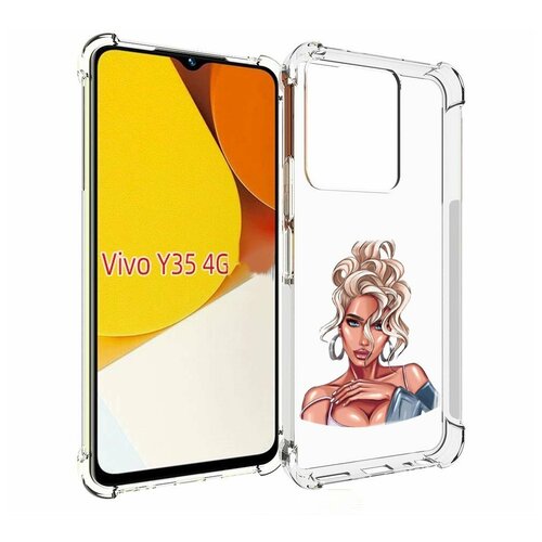 Чехол MyPads красивая-блондинка женский для Vivo Y35 4G 2022 / Vivo Y22 задняя-панель-накладка-бампер