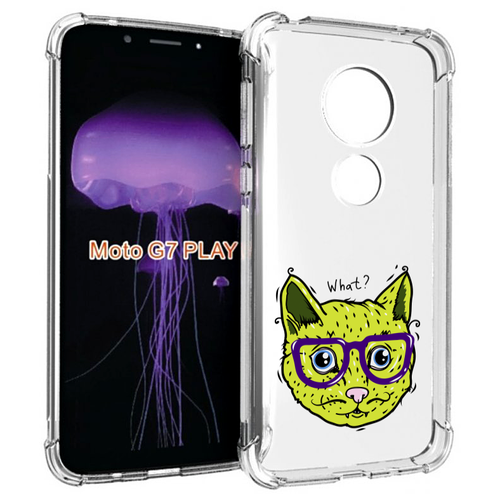 Чехол MyPads Зеленый кот для Motorola Moto G7 Play задняя-панель-накладка-бампер