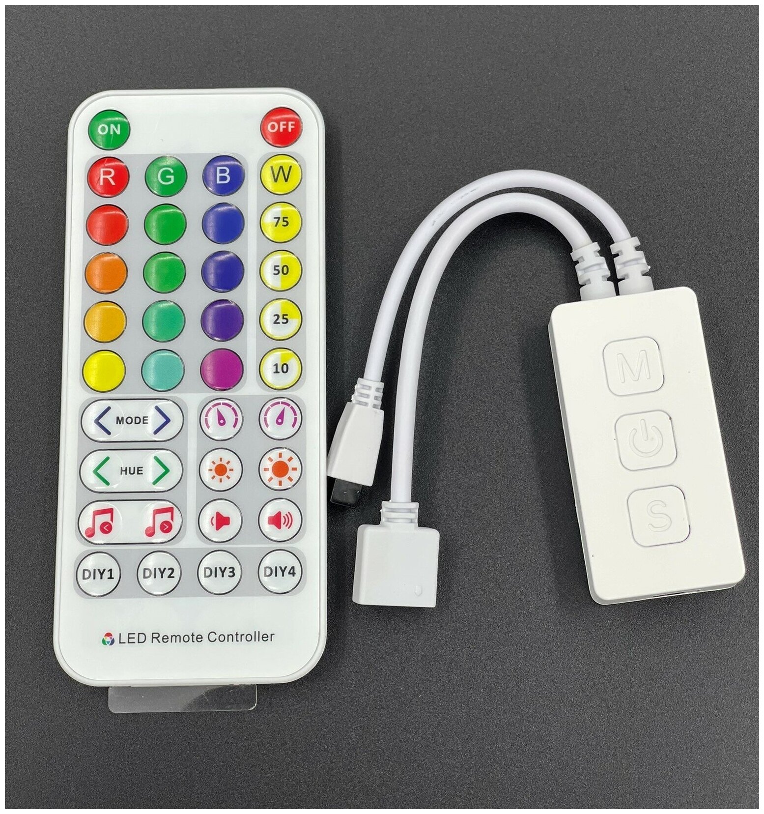 Контроллер для светодиодной ленты RGB+White 6A с ИК пультом (5V-12V-24V, 30W-72W-144W) Аудиоконтроллер, Bluetooth -управление с телефона