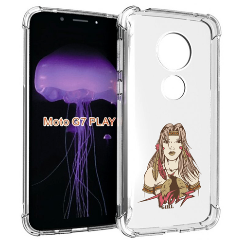 Чехол MyPads девушка волк для Motorola Moto G7 Play задняя-панель-накладка-бампер