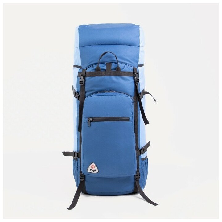 Рюкзак туристический, 100 л, отдел на шнурке, наружный карман, 2 боковых кармана, цвет синий/голубой