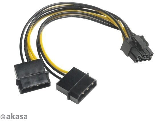 Переходник Akasa Converts 2 x 4pin Molex to 6+2pin PCIe 15см AK-CBPW20-15