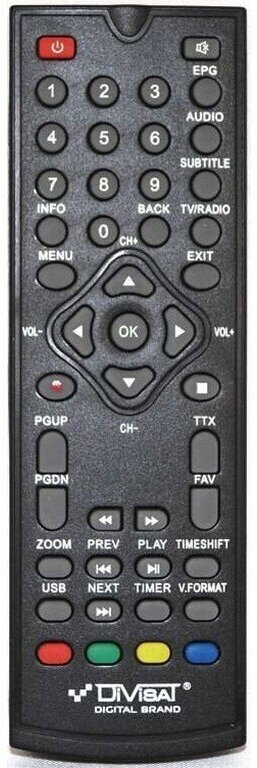 Пульт для DiVisat HOBBIT BOX III ic DVB-T2 Delly SAT, F4, XLS, cod