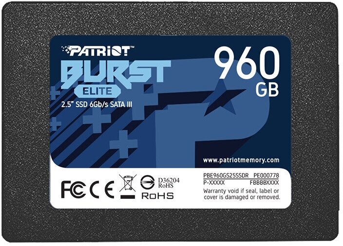 Твердотельный накопитель Patriot Memory Burst Elite 960Gb PBE960GS25SSDR