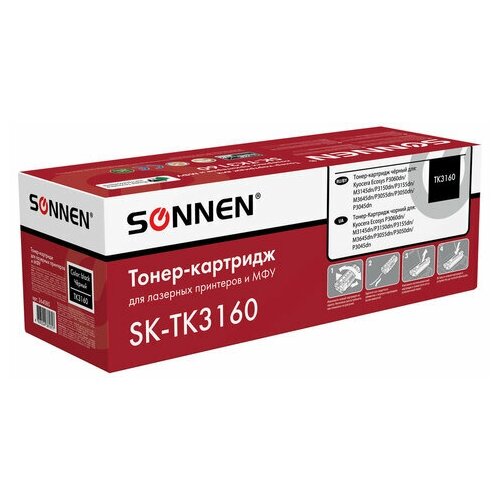 Тонер-картридж лазерный SONNEN (SK-TK3160) для KYOCERA ECOSYS P3045dn/P3050dn/P3060dn/M3145dn, ресурс 12500 стр, 364080 302t693030 dk 3190 драм юнит kyocera p3050dn p3055dn p3060dn p3150dn p3155dn