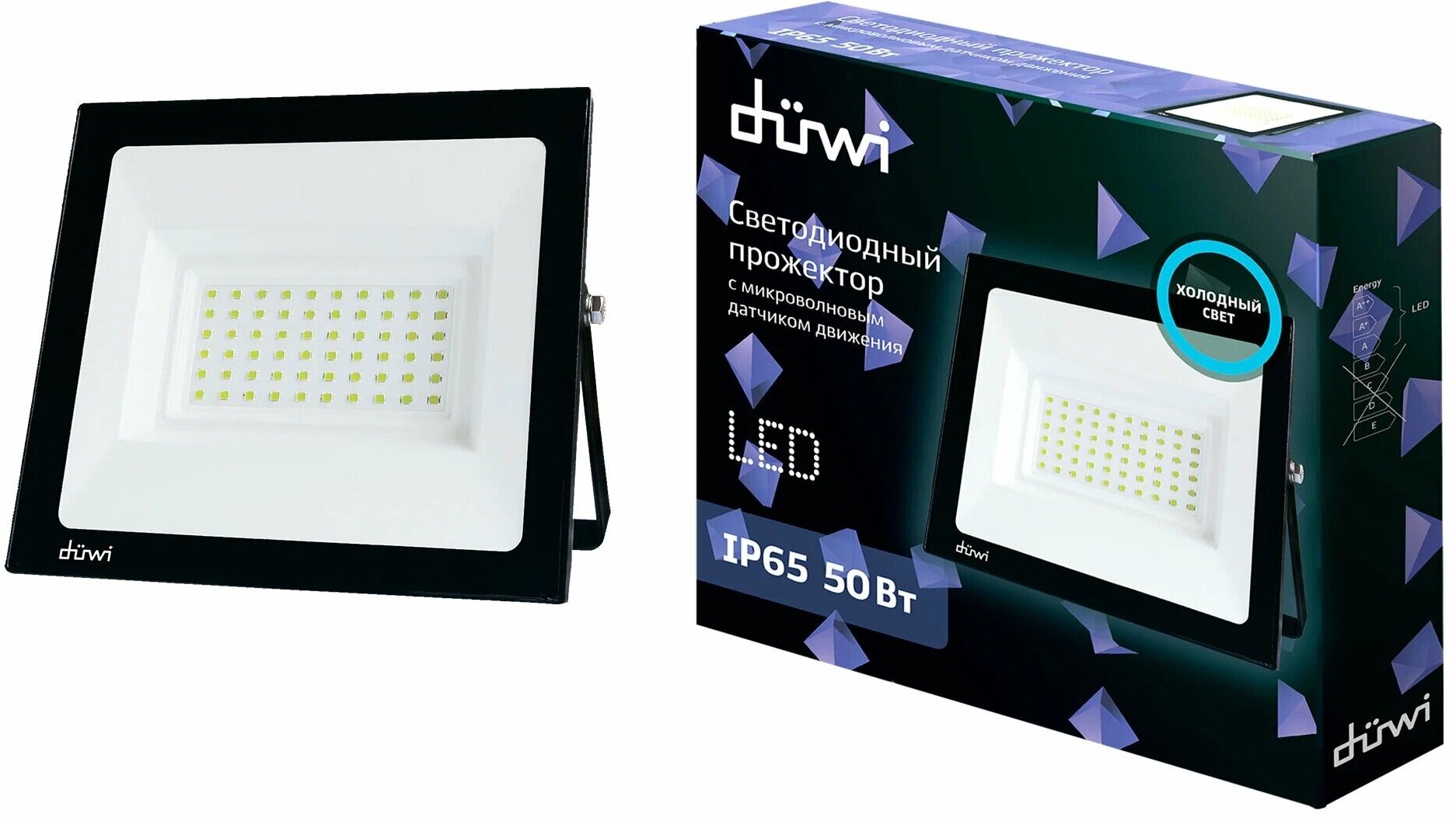 фото Прожектор светодиодный 50Вт СДО-50 с датчиками движения 3000Лм 6500К 230В IP65 32293 1 Duwi
