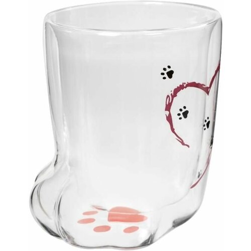 Стеклянный стакан с двойными стенками и двойным дном 300 мл, розовый