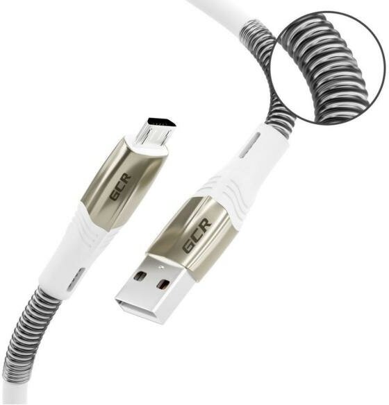 GCR Кабель 1.2m MicroUSB series MERCEDES & SPRING, WHITE, для зарядки, NO Sync data, 22 AWG, GCR-52217