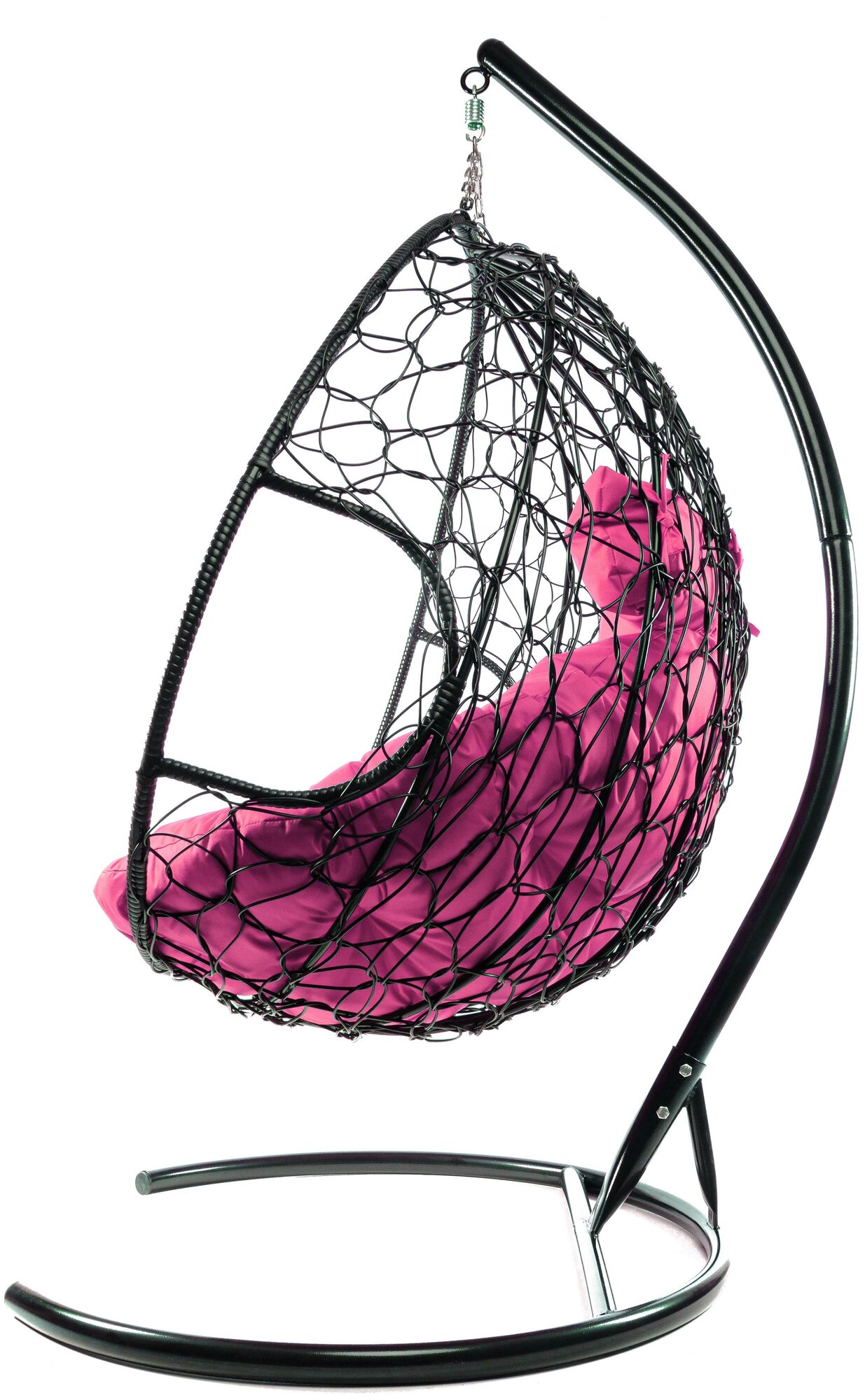 Подвесное кресло m-group для двоих чёрное, розовая подушка - фотография № 5