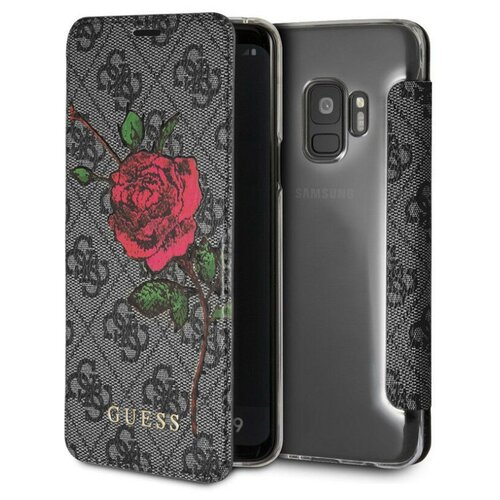 Чехол-книжка CG Mobile Guess Flower desire 4G Booktype PU/Roses для Galaxy S9, цвет Серый (GUFLBKS94GROG)