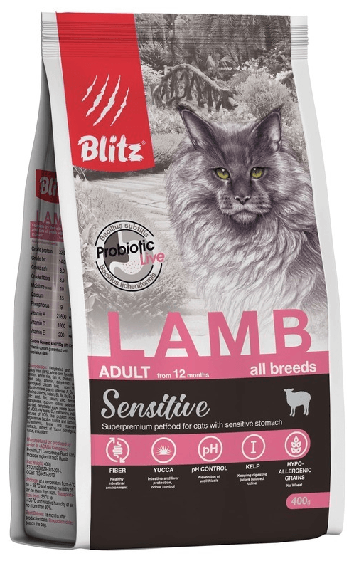 Сухой корм BLITZ для взрослых кошек Ягненок 2кг - фотография № 16