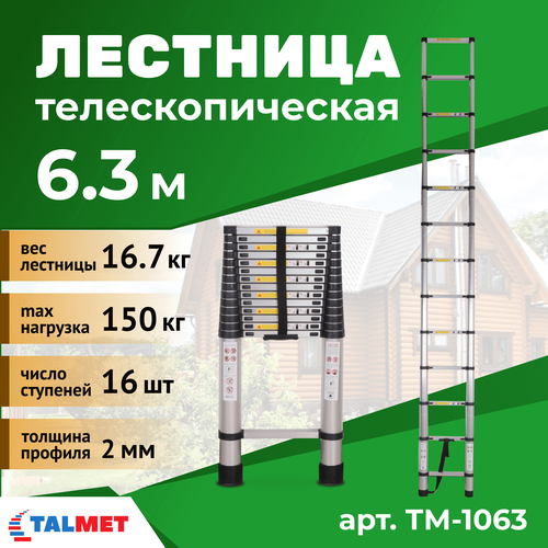 Лестница телескопическая 6,3 м TALMET PROF TM-1063