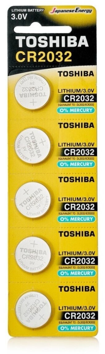 Батарейка Toshiba CR2032, в упаковке: 5 шт.