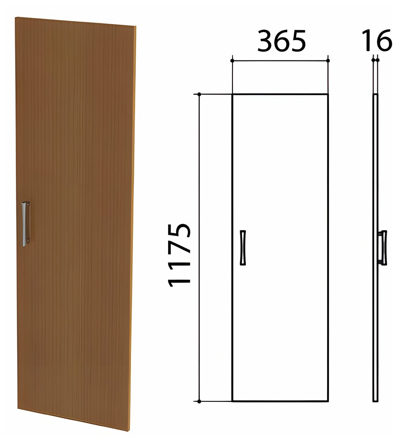 Дверь ЛДСП средняя "Монолит", 365х16х1175 мм, цвет орех гварнери