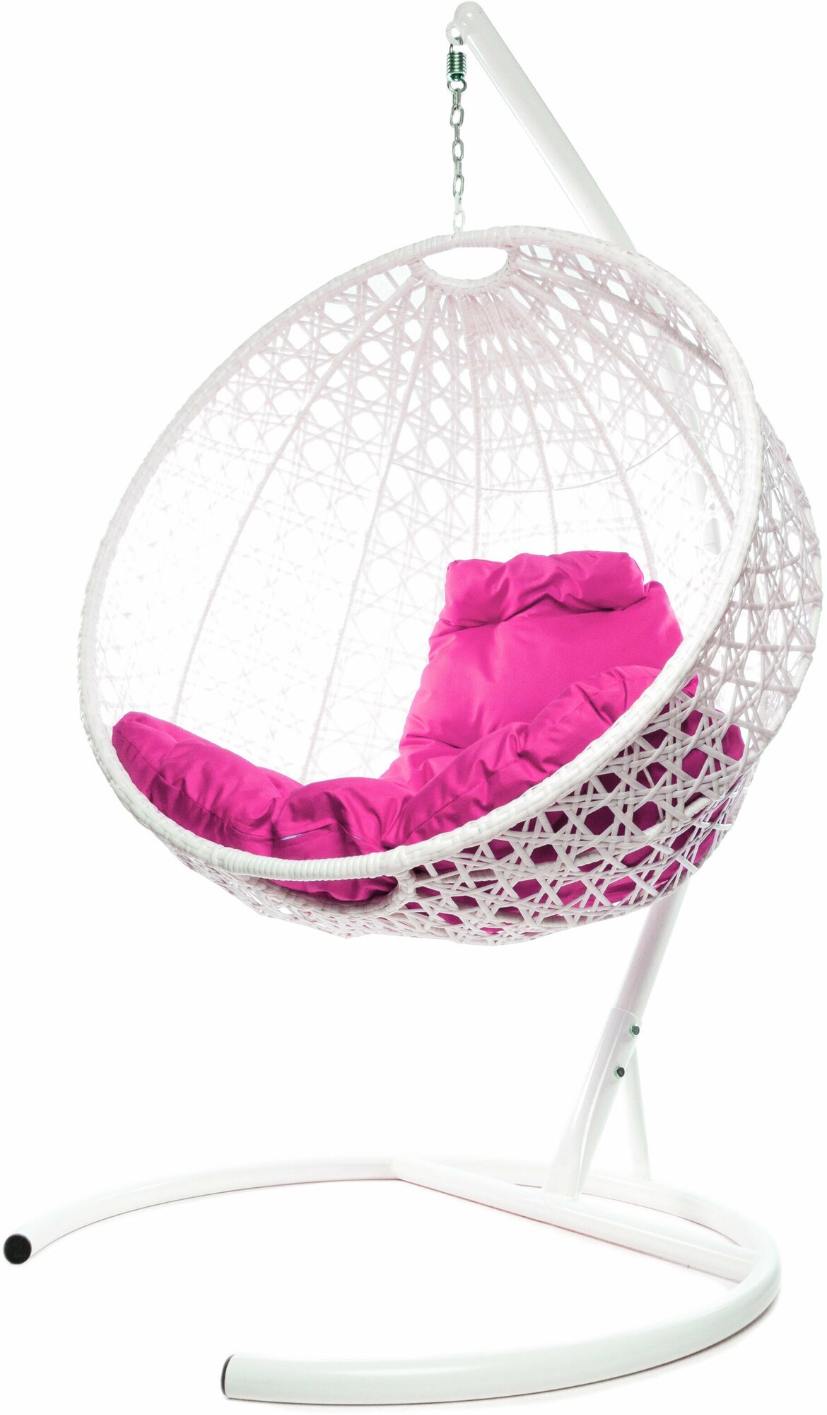 Подвесное кресло Люкс белое, розовая подушка - фотография № 4