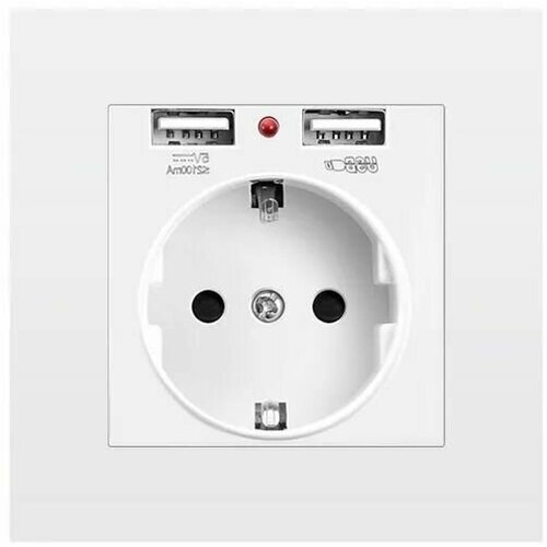 Розетка 220V с 2 USB белый A6-USB-W