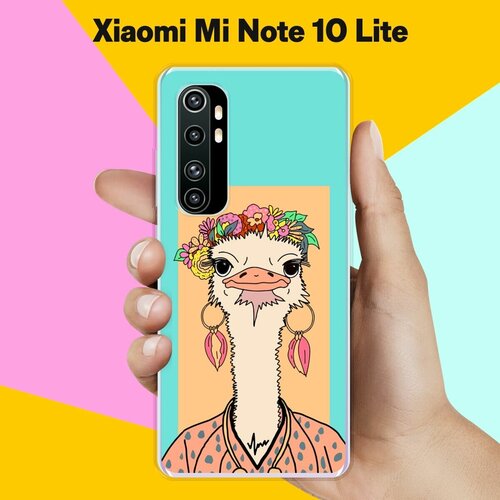 Силиконовый чехол на Xiaomi Mi Note 10 Lite Страус / для Сяоми Ми Ноут 10 Лайт матовый чехол locked w для xiaomi mi note 10 lite сяоми ми ноут 10 лайт с 3d эффектом черный