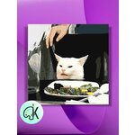 Картина по номерам на холсте Кот Мем, 40 х 40 см - изображение