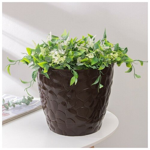 Горшок с поддоном Камешки 8 л цвет шоколадный 640₽