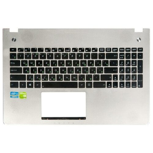 Клавиатура для ноутбука Asus N56V с топкейсом серебристая сломаны 2 крепления потертости 1999₽