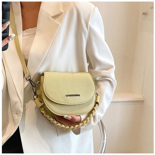 фото Сумка женская через плечо кросс-боди повседневная светло-бежевая экокожа нет бренда