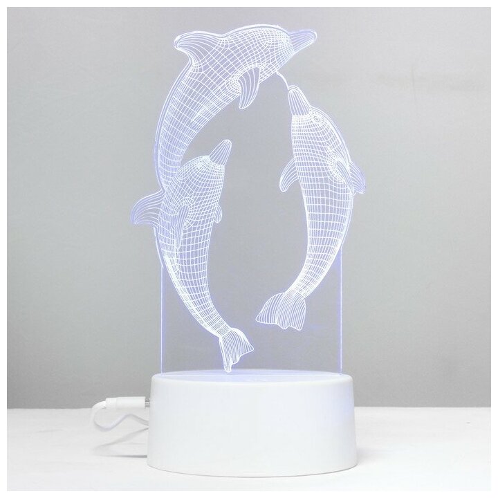 Светильник сенсорный "Дельфины" LED 7 цветов USB/от батареек белый - фотография № 10