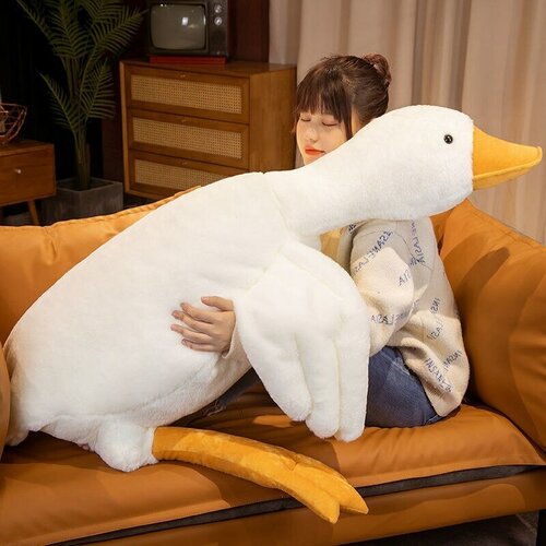 фото Мягкая игрушка гигантский гусь толстяк 160 см / подушка-обнимашка утка, белый uni-store
