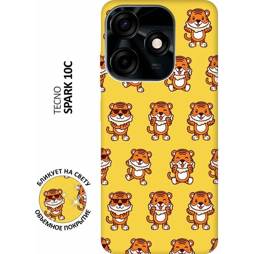 Матовый чехол Tigers Pattern для Tecno Spark 10C / Техно Спарк 10С с 3D эффектом желтый матовый чехол climbing для tecno spark 10c техно спарк 10с с 3d эффектом черный