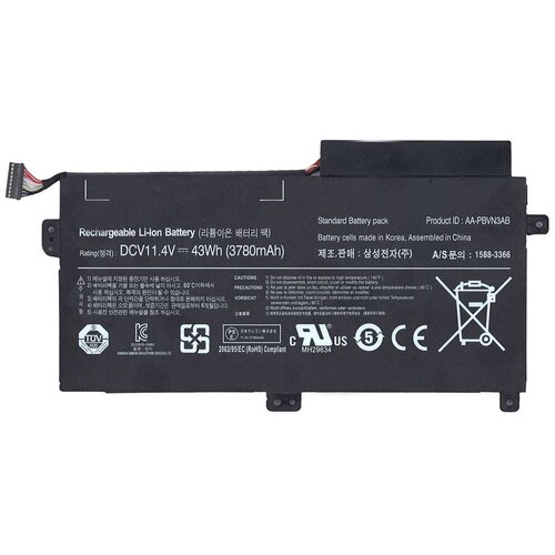 Аккумуляторная батарея для ноутбука Samsung 370R5E, 470R5E (AA-PBVN3AB) 11.4V 43Wh черная