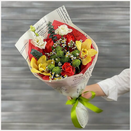 Изображение товара Букет Букет Маркет "Букет из орхидей, роз и ромашек", 10 цветов