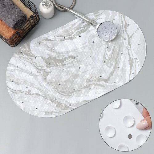 SPA-коврик для ванны противоскользящий на присосках «Мрамор», 38×68 см. цвет серый