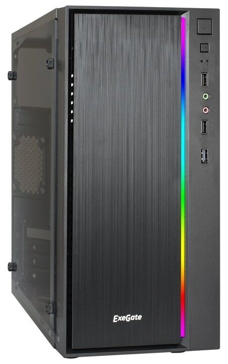 Корпус Minitower ExeGate mEVO-9301-RGB (mATX БП 600NPX  с окном 2хUSB+1хUSB3.0 HD аудио черный с RGB подсветкой)