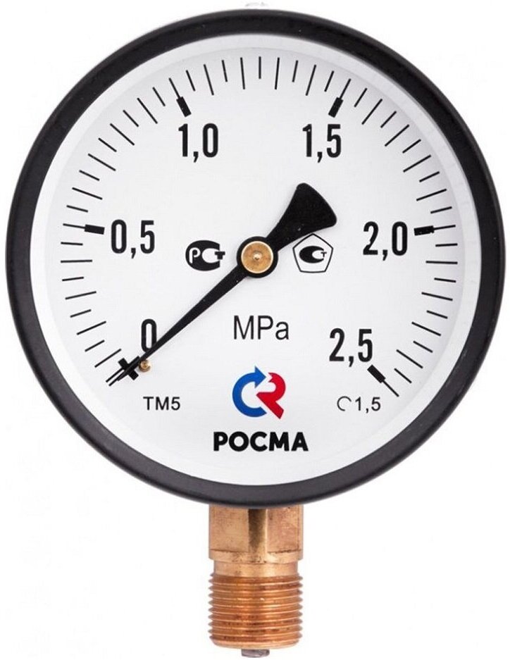 Манометр Росма ТМ-210Р.00 G1/4.25 (597) радиальный 1/4 НР(ш) 10 бар d50 мм