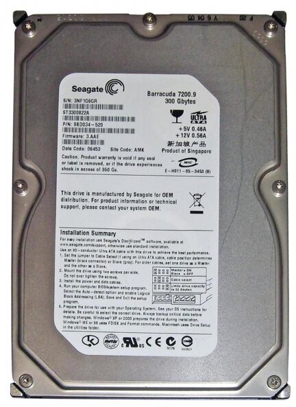 Жесткий диск Seagate ST3300822A 300Gb 7200 IDE 3.5" HDD