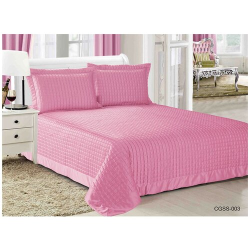Стеганое покрывало с наволочками CGSS-003 Retrouyt (розовый), 230x250