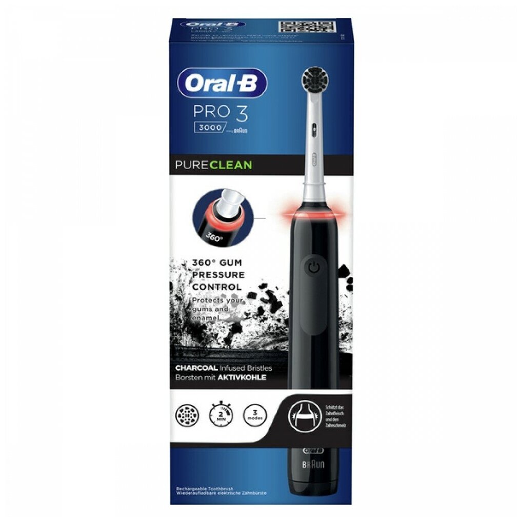 вибрационная зубная щетка Oral-B Pro 3 3000, черный - фотография № 3
