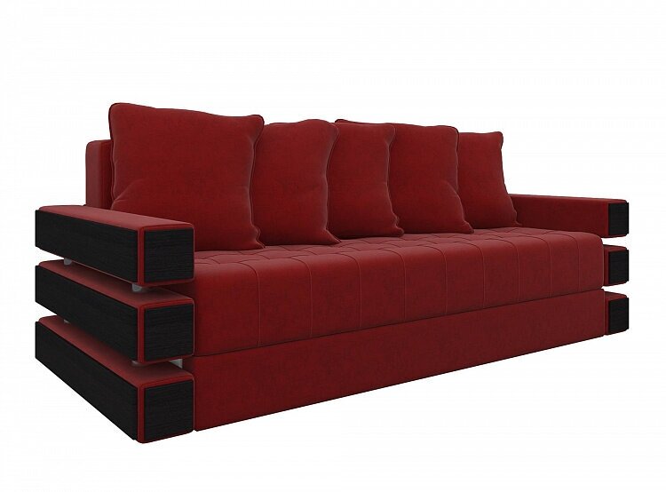 Прямой диван Веста (Венеция) Красный, механизм Еврокнижка