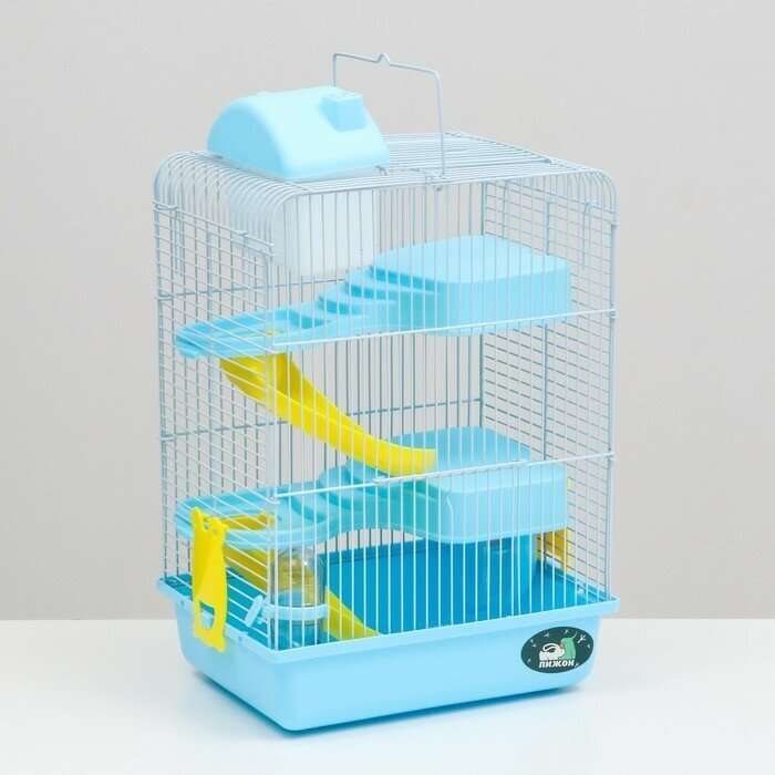 Клетка для мелких грызунов Пижон с наполнением, 27х21х45 см, голубая