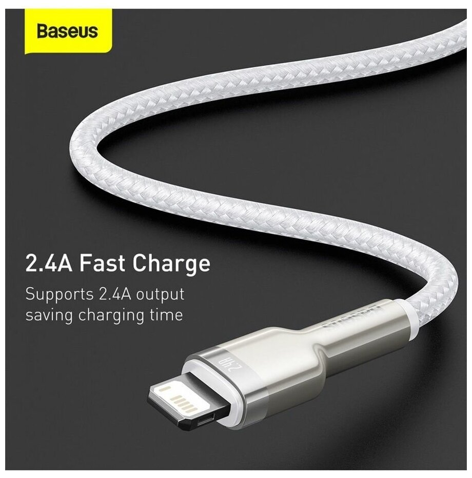 Кабель Baseus Cafule Series USB - Lightning 2.4A 2m Purple CALJK-B05 - фото №10