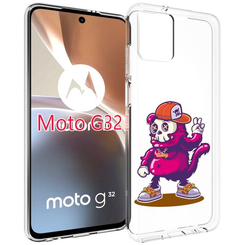 Чехол MyPads крутой-обезьян-в-кепке для Motorola Moto G32 задняя-панель-накладка-бампер